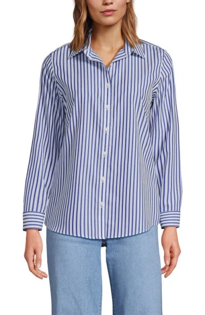 Lands' End No Iron Supima Cotton Long Sleeve Shirt In Blue