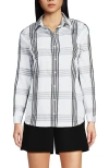 Lands' End No Iron Supima Cotton Long Sleeve Shirt In Black Offset Plaid