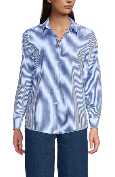 Lands' End No Iron Supima Cotton Long Sleeve Shirt In Blue