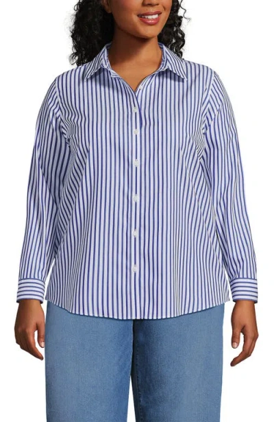 Lands' End No Iron Supima Cotton Long Sleeve Shirt In Blue