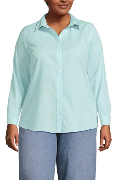 Lands' End No Iron Supima Cotton Long Sleeve Shirt In Blue