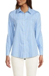 Lands' End No Iron Supima Cotton Long Sleeve Shirt In Dusk Blue/white Gingham