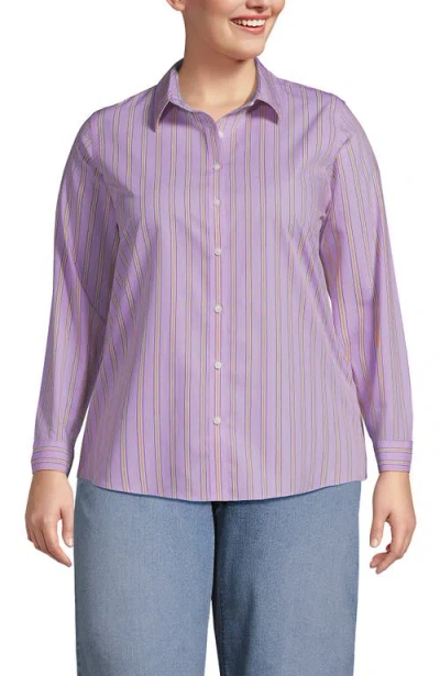 Lands' End No Iron Supima Cotton Long Sleeve Shirt In Pink