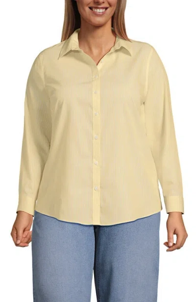 Lands' End No Iron Supima Cotton Long Sleeve Shirt In Yellow