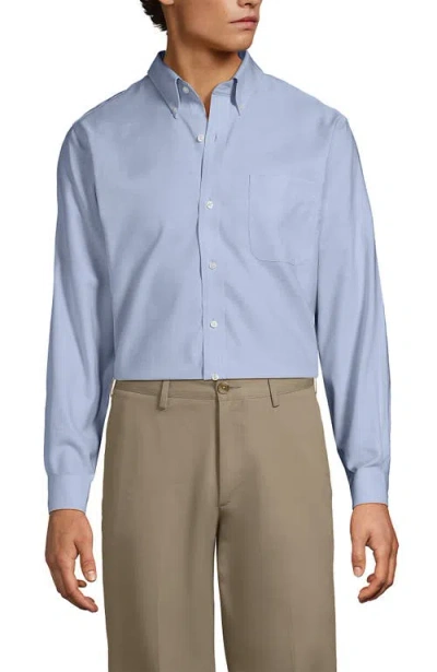 Lands' End No Iron Supima Oxford Dress Shirt In Blue