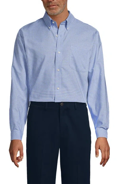 Lands' End No Iron Supima Oxford Dress Shirt In Blue