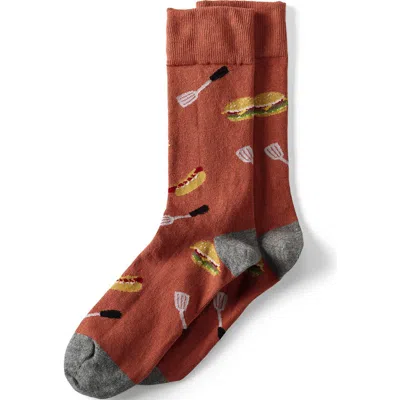 Lands' End Novelty Crew Socks In Brown