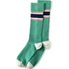 Lands' End Novelty Crew Socks In Frosted Green Rugby Stripe