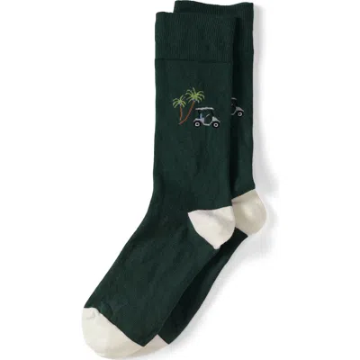 Lands' End Novelty Crew Socks In Green
