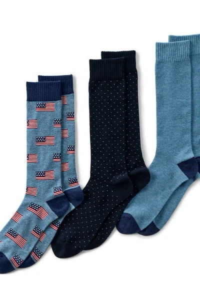 Lands' End Novelty Dress Socks 3 Pack In Flag Pack