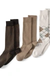 Lands' End Novelty Dress Socks 3 Pack In Neutral Argyle Pack