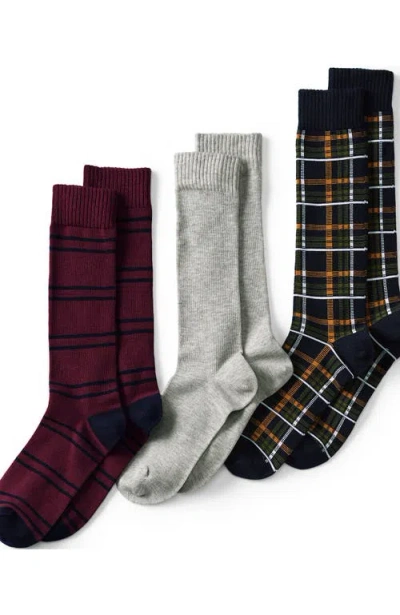 Lands' End Novelty Dress Socks 3 Pack In Plaid Pack