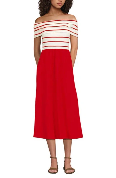 Lands' End Off The Shoulder Slender Mixed Media Dress