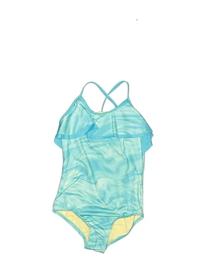Pre-owned Lands' End Kids'  One Piece Swimsuit In Blue