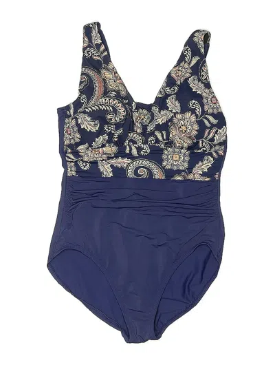 Pre-owned Lands' End One Piece Swimsuit In Blue