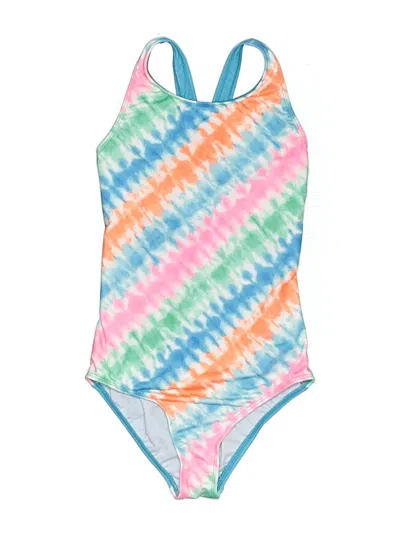 Pre-owned Lands' End Kids'  One Piece Swimsuit In Blue