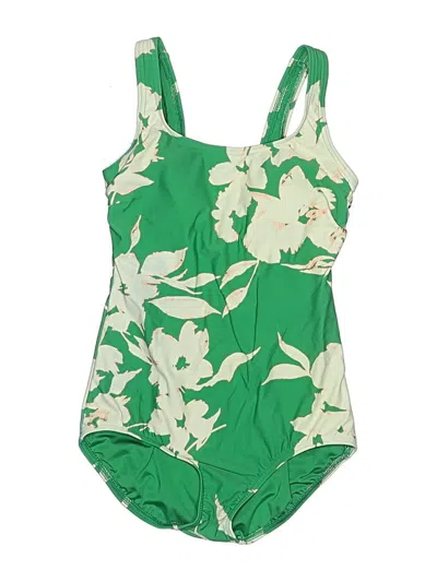 Pre-owned Lands' End One Piece Swimsuit In Green