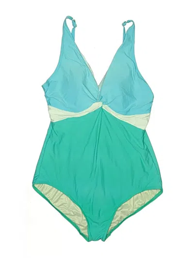 Pre-owned Lands' End One Piece Swimsuit In Green