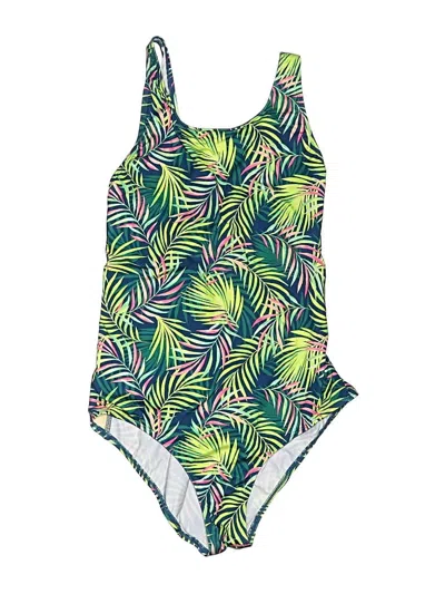 Pre-owned Lands' End Kids'  One Piece Swimsuit In Green