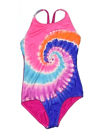 Pre-owned Lands' End Kids'  One Piece Swimsuit In Pink