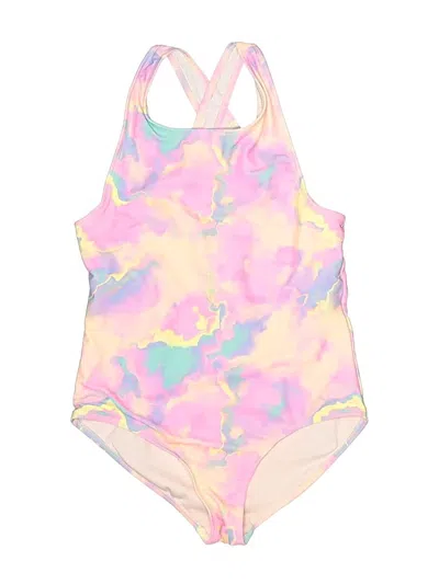 Pre-owned Lands' End Kids'  One Piece Swimsuit In Pink