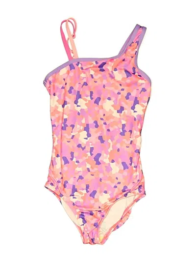 Pre-owned Lands' End Kids'  One Piece Swimsuit In Pink