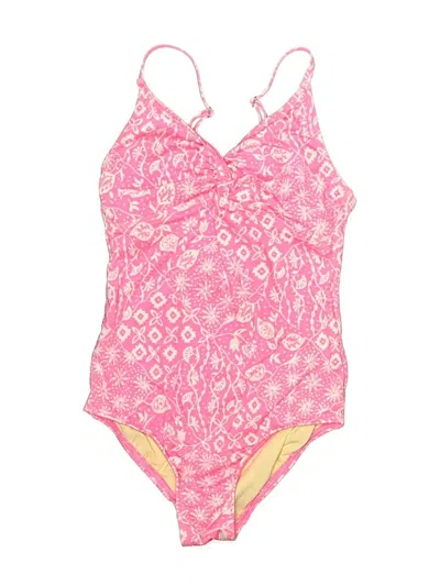 Pre-owned Lands' End Kids'  One Piece Swimsuit In Pink