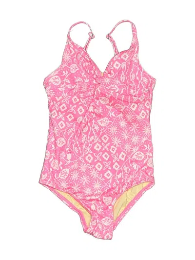Pre-owned Lands' End Kids'  One Piece Swimsuit In Pink