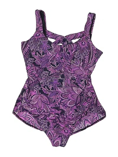 Pre-owned Lands' End One Piece Swimsuit In Purple