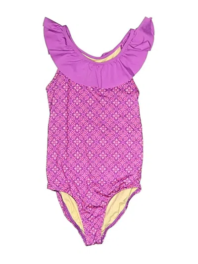 Pre-owned Lands' End Kids'  One Piece Swimsuit In Purple