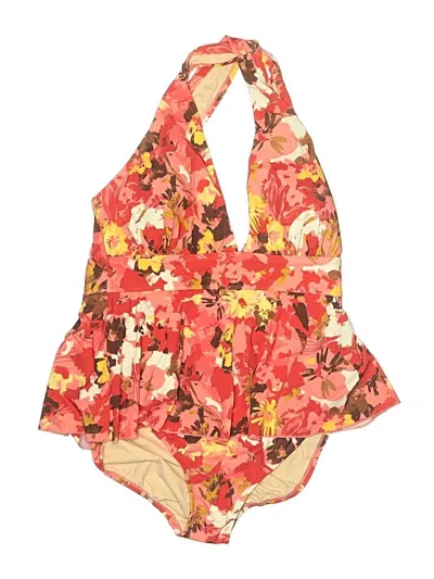 Pre-owned Lands' End One Piece Swimsuit In Red