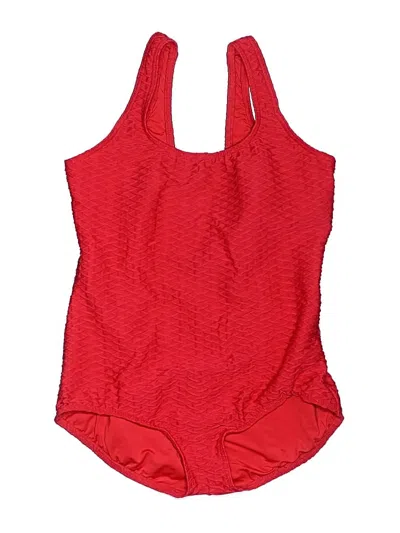 Pre-owned Lands' End One Piece Swimsuit In Red
