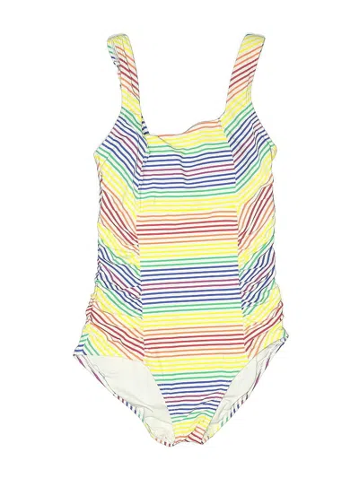 Pre-owned Lands' End One Piece Swimsuit In White