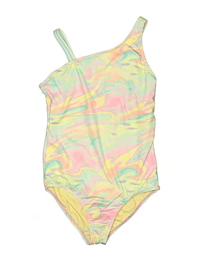 Pre-owned Lands' End Kids'  One Piece Swimsuit In Yellow