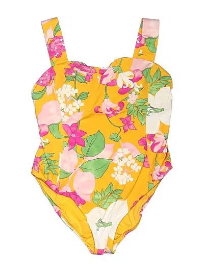 Pre-owned Lands' End One Piece Swimsuit In Yellow