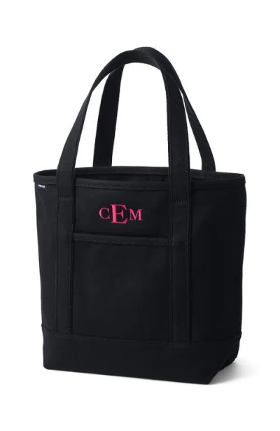 Lands' End Open Top Canvas Tote Bag In Black