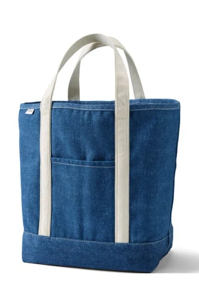 Lands' End Open Top Canvas Tote Bag In Blue