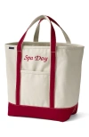 Lands' End Open Top Canvas Tote Bag In Natural/beacon Blue