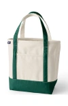 Lands' End Open Top Canvas Tote Bag In Natural/bright Spruce