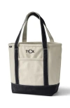 Lands' End Open Top Canvas Tote Bag In Natural/deep Scarlet