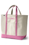 Lands' End Open Top Canvas Tote Bag In Natural/fresh Pink