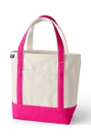 Lands' End Open Top Canvas Tote Bag In Natural/hot Pink