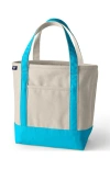 Lands' End Open Top Canvas Tote Bag In Natural/island Turquoise