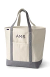 Lands' End Open Top Canvas Tote Bag In Natural/lavender Cloud