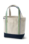 Lands' End Open Top Canvas Tote Bag In Natural/radiant Navy Stripe