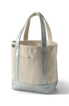 Lands' End Open Top Canvas Tote Bag In Natural/silver Metallic