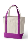 Lands' End Open Top Canvas Tote Bag In Natural/violet Rose