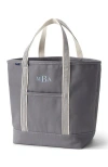 Lands' End Open Top Canvas Tote Bag In Silver Graphite