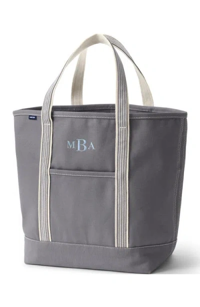 Lands' End Open Top Canvas Tote Bag In Silver Graphite