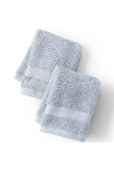 Lands' End Organic Cotton 2-piece Washcloth Set In Blue